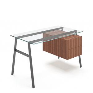 Homework 1 - Glass Top Desk's Bensen Double Drawer Right Gun Metal grey Walnut