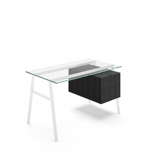 Homework 1 - Glass Top Desk's Bensen Double Drawer Right Hi-Gloss White Black Oak