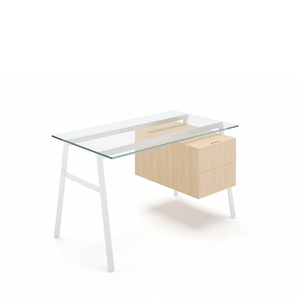 Homework 1 - Glass Top Desk's Bensen Double Drawer Right Hi-Gloss White Oak