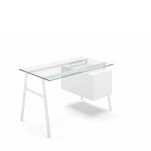Homework 1 - Glass Top Desk's Bensen Double Drawer Right Hi-Gloss White White Hi-Gloss Lacquer