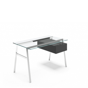 Homework 1 - Glass Top Desk's Bensen Single Drawer Right Chrome Charcoal Hi-Gloss Lacquer