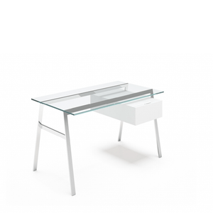 Homework 1 - Glass Top Desk's Bensen Single Drawer Right Chrome White Hi-Gloss Lacquer