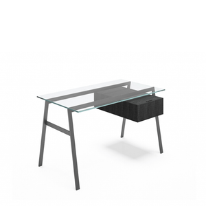 Homework 1 - Glass Top Desk's Bensen Single Drawer Right Gun Metal grey Black Oak