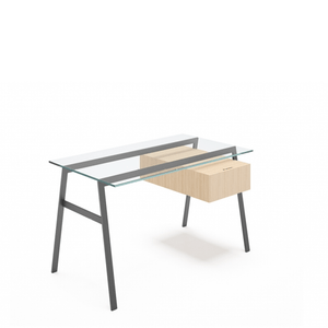 Homework 1 - Glass Top Desk's Bensen Single Drawer Right Gun Metal grey Oak