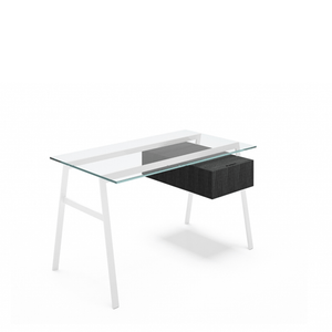 Homework 1 - Glass Top Desk's Bensen Single Drawer Right Hi-Gloss White Black Oak