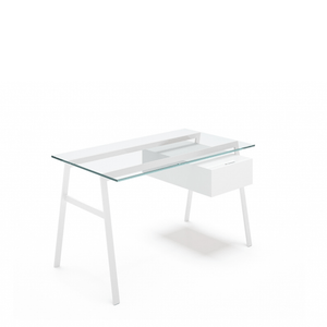 Homework 1 - Glass Top Desk's Bensen Single Drawer Right Hi-Gloss White White Hi-Gloss Lacquer