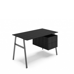 Homework 1 - Wood Top Desk's Bensen Double Drawer Right Black Oak Gun Metal Grey Legs
