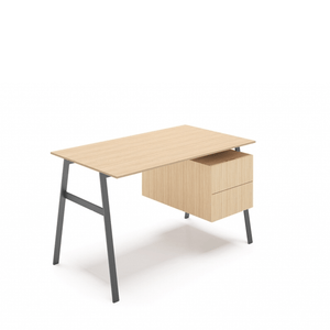 Homework 1 - Wood Top Desk's Bensen Double Drawer Right Oak Gun Metal Grey Legs