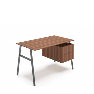 Homework 1 - Wood Top Desk's Bensen Double Drawer Right Walnut Gun Metal Grey Legs