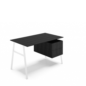 Homework 1 - Wood Top Desk's Bensen Double Drawer Right Black Oak White Hi-Gloss Lacquer