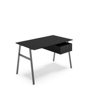 Homework 1 - Wood Top Desk's Bensen Single Drawer Right Black Oak Gun Metal Grey Legs