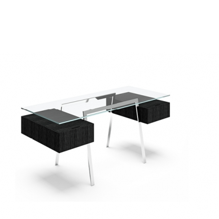 Homework 2 - Glass Top Desk's Bensen 2 Single Drawers Black Oak Chrome Legs +$180.00