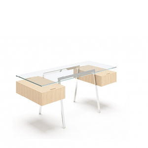 Homework 2 - Glass Top Desk's Bensen 2 Single Drawers Oak Chrome Legs +$180.00