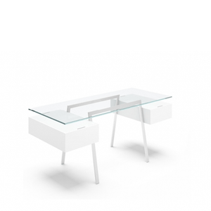Homework 2 - Glass Top Desk's Bensen 2 Single Drawers White Hi-Gloss Lacquer Hi-Gloss White