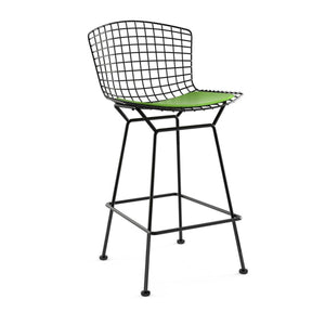 Bertoia Stool with Seat Pad bar seating Knoll Black Counter Height Lime Vinyl