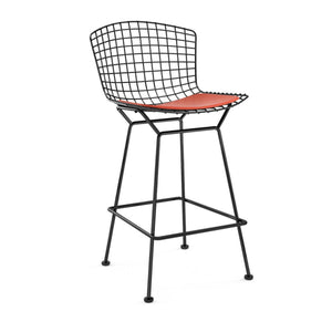 Bertoia Stool with Seat Pad bar seating Knoll Black Counter Height Carrot Vinyl
