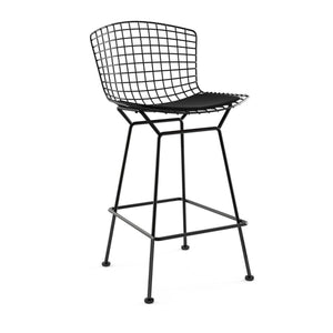 Bertoia Stool with Seat Pad bar seating Knoll Black Counter Height Black Onyx Ultrasuede