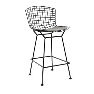 Bertoia Stool with Seat Pad bar seating Knoll Black Counter Height Silver Ultrasuede