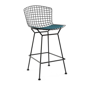 Bertoia Stool with Seat Pad bar seating Knoll Black Counter Height Aegean Classic Boucle