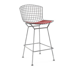 Bertoia Stool with Seat Pad bar seating Knoll Polished Chrome Counter Height Red Vinyl