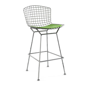 Bertoia Stool with Seat Pad bar seating Knoll Polished Chrome Bar Height Lime Vinyl