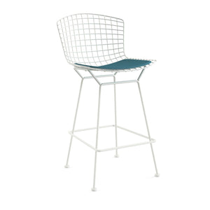 Bertoia Stool with Seat Pad bar seating Knoll White Counter Height Aegean Classic Boucle