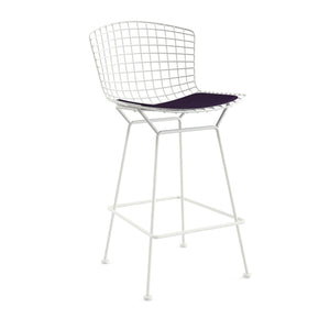 Bertoia Stool with Seat Pad bar seating Knoll White Counter Height Black Iris Classic Boucle