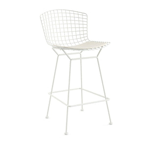 Bertoia Stool with Seat Pad bar seating Knoll White Counter Height White Vinyl