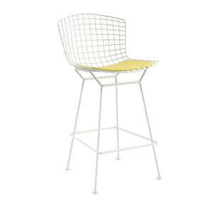 Bertoia Stool with Seat Pad bar seating Knoll White Counter Height Sunflower Vinyl