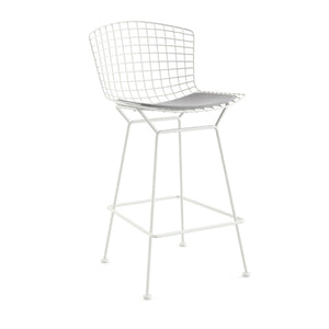 Bertoia Stool with Seat Pad bar seating Knoll White Counter Height Fog Vinyl