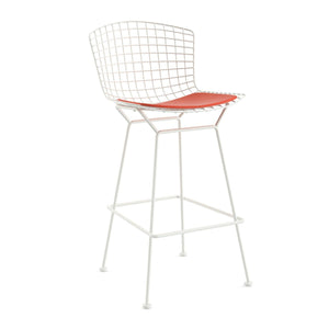 Bertoia Stool with Seat Pad bar seating Knoll White Bar Height Carrot Vinyl