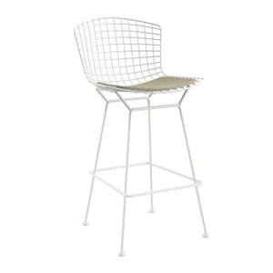 Bertoia Stool with Seat Pad bar seating Knoll White Bar Height Sandstone Ultrasuede