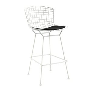 Bertoia Stool with Seat Pad bar seating Knoll White Bar Height Black Onyx Ultrasuede