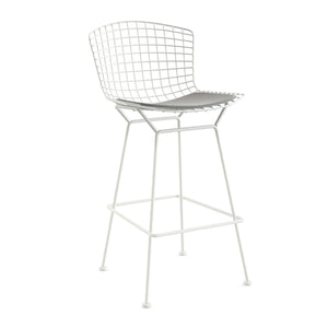 Bertoia Stool with Seat Pad bar seating Knoll White Bar Height Silver Ultrasuede