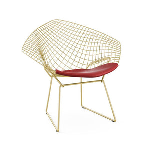 Bertoia Diamond Chair - Gold lounge chair Knoll Vinyl - Red 