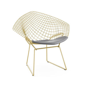 Bertoia Diamond Chair - Gold lounge chair Knoll Vinyl - Fog 