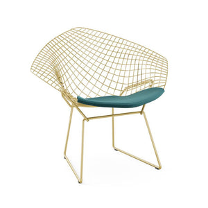 Bertoia Diamond Chair - Gold lounge chair Knoll Classic Boucle - Aegean 
