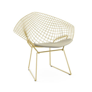 Bertoia Diamond Chair - Gold lounge chair Knoll Ultrasuede - Sandstone 