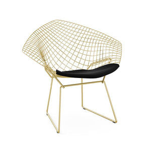Bertoia Diamond Chair - Gold lounge chair Knoll Ultrasuede - Black Onyx 
