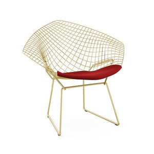 Bertoia Diamond Chair - Gold lounge chair Knoll Ultrasuede - Red 
