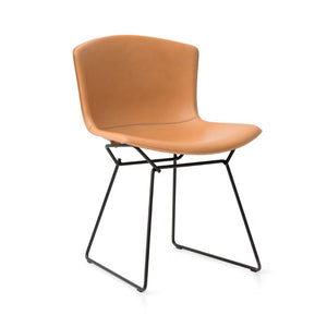 Bertoia Leather Covered Side Chair Side/Dining Knoll Natural Leather Black 