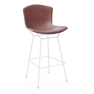 Bertoia Leather Covered Stool Stools Knoll Bar Height Dark Brown Leather White