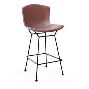 Bertoia Leather Covered Stool Stools Knoll Counter Height Dark Brown Leather Black