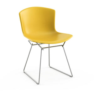 Bertoia Molded Shell Side Chair Side/Dining Knoll Yellow Polished Chrome 
