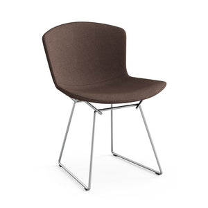 Bertoia Side Chair with Full Cover Side/Dining Knoll Polished Chrome Haze - Peat 