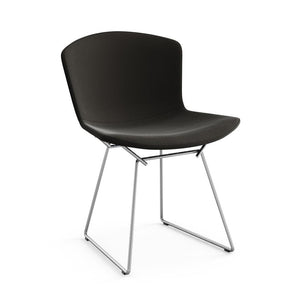 Bertoia Side Chair with Full Cover Side/Dining Knoll Polished Chrome Ultrasuede - Black Onyx 