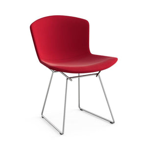 Bertoia Side Chair with Full Cover Side/Dining Knoll Polished Chrome Ultrasuede - Red 