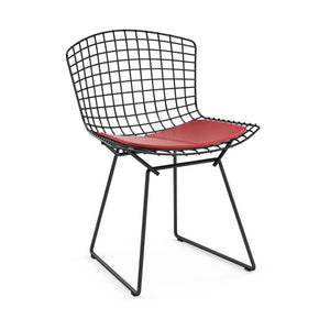Bertoia Side Chair with Seat Pad Side/Dining Knoll Black Vinyl - Red 