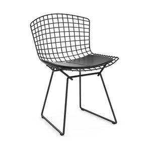 Bertoia Side Chair with Seat Pad Side/Dining Knoll Black Vinyl - Black 