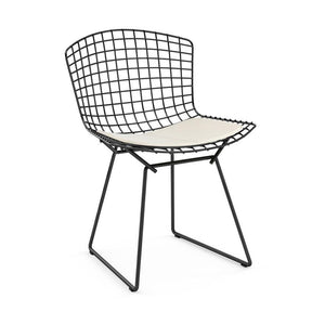 Bertoia Side Chair with Seat Pad Side/Dining Knoll Black Vinyl - White 